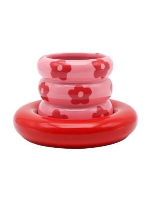 Que Rico Tasse Blumen Rot