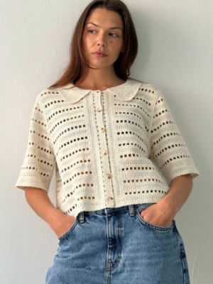 Boii Studios Polooberteil Smilla gehäkelt Off White