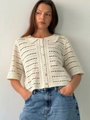 Boii Studios Polooberteil Smilla gehäkelt Off White