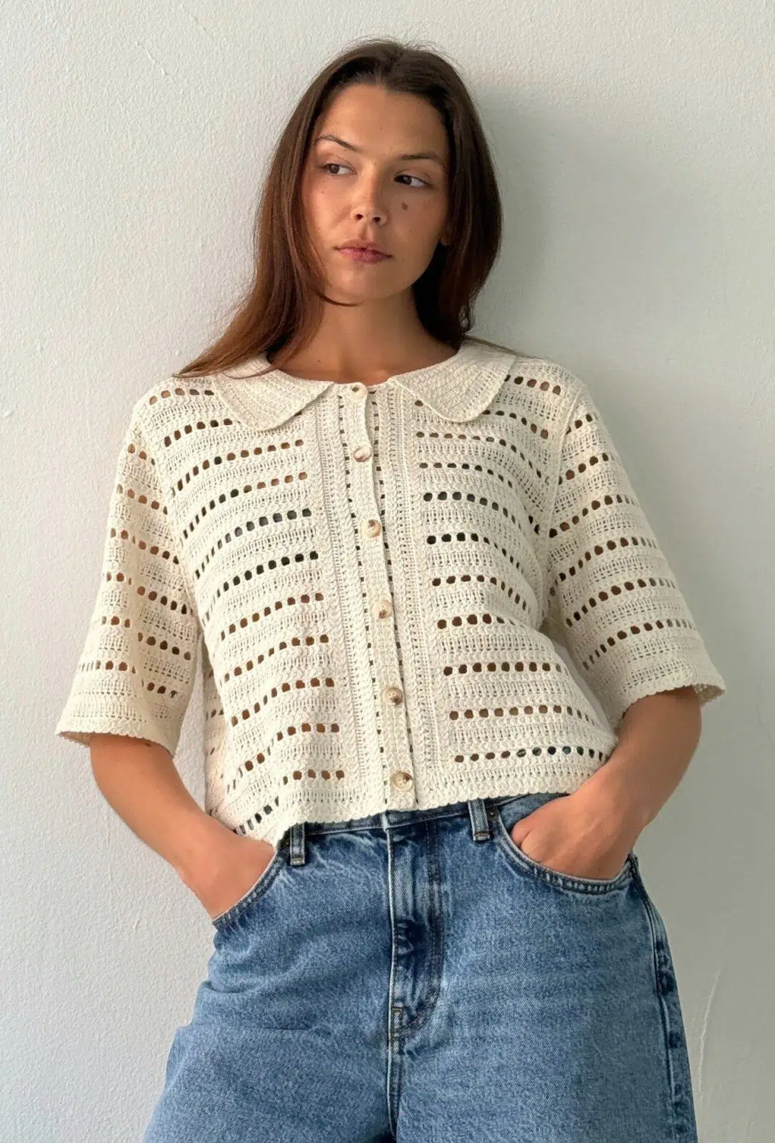 Boii Studios Polooberteil Smilla gehäkelt Off White