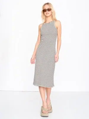 24 Colours Kleid gestreift schwarz