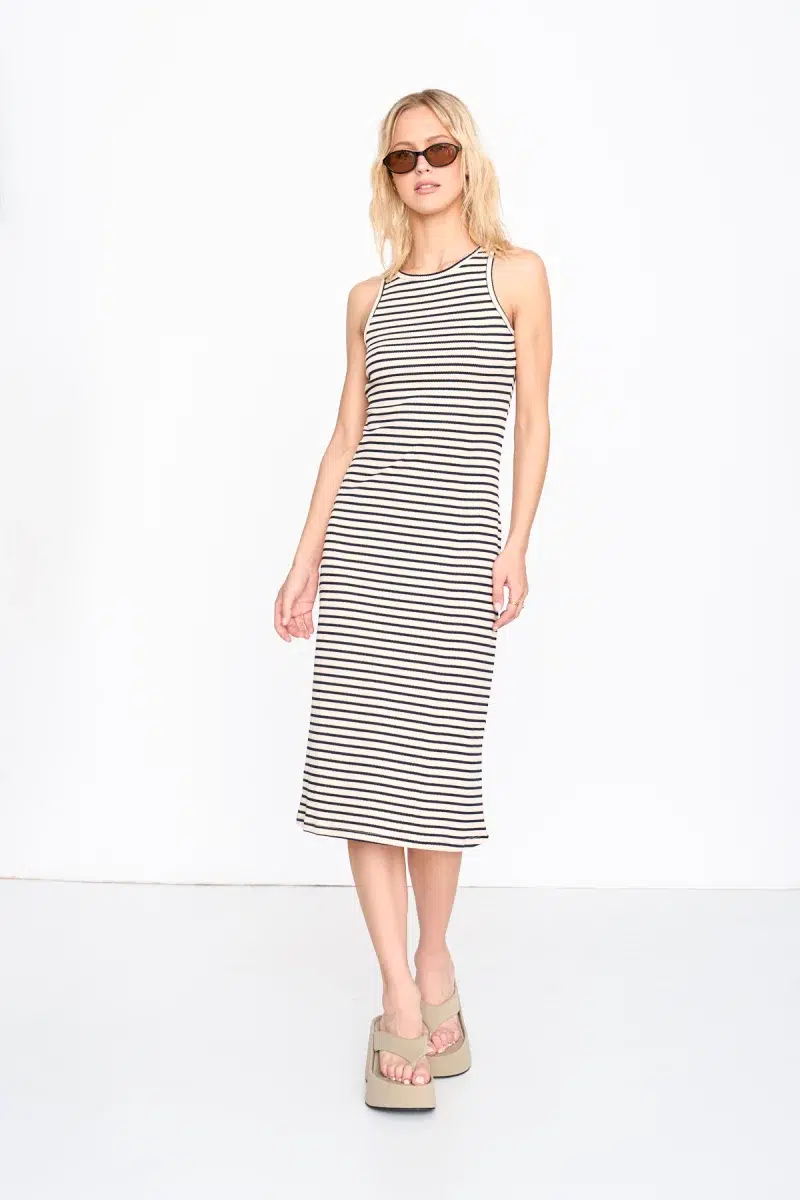 24 Colours Kleid gestreift schwarz