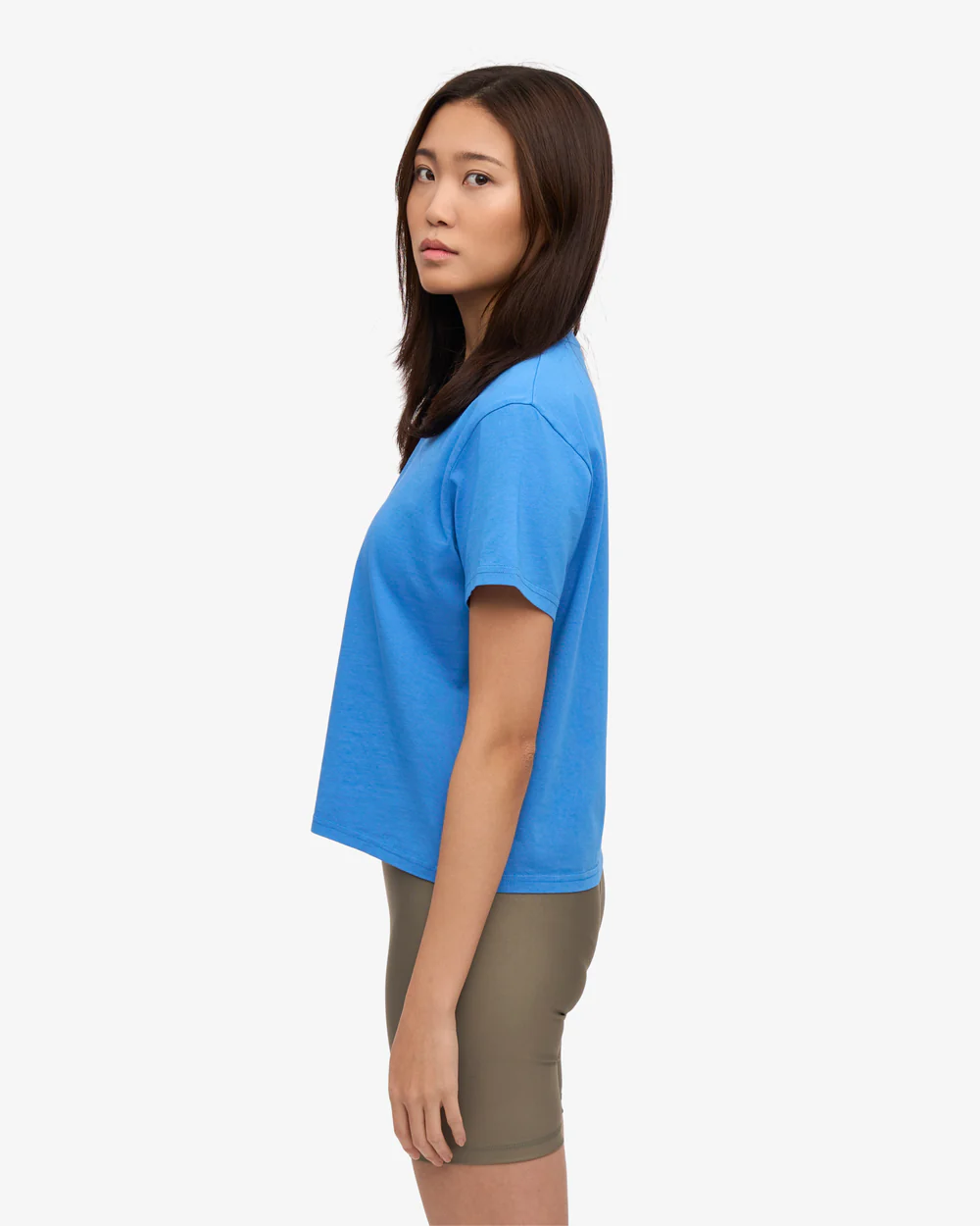 Colourful Standard Organic Boxy Crop Tee Pacific Blue