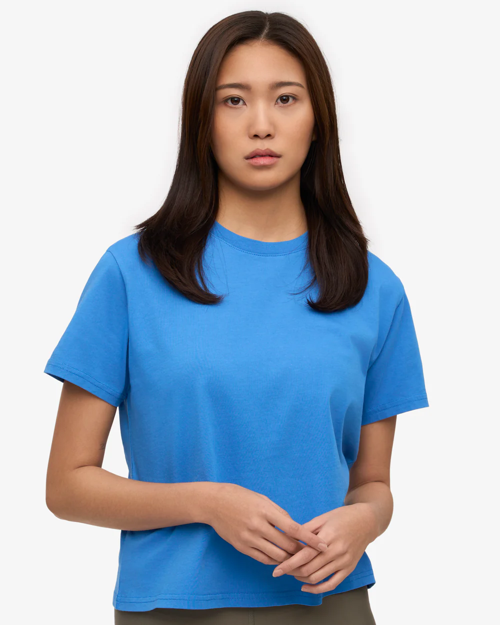 Colourful Standard Organic Boxy Crop Tee Pacific Blue