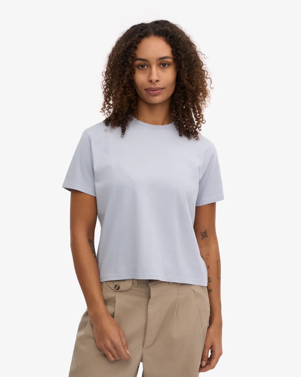 Colourful Standard Organic Boxy Crop Tee Polar Blue