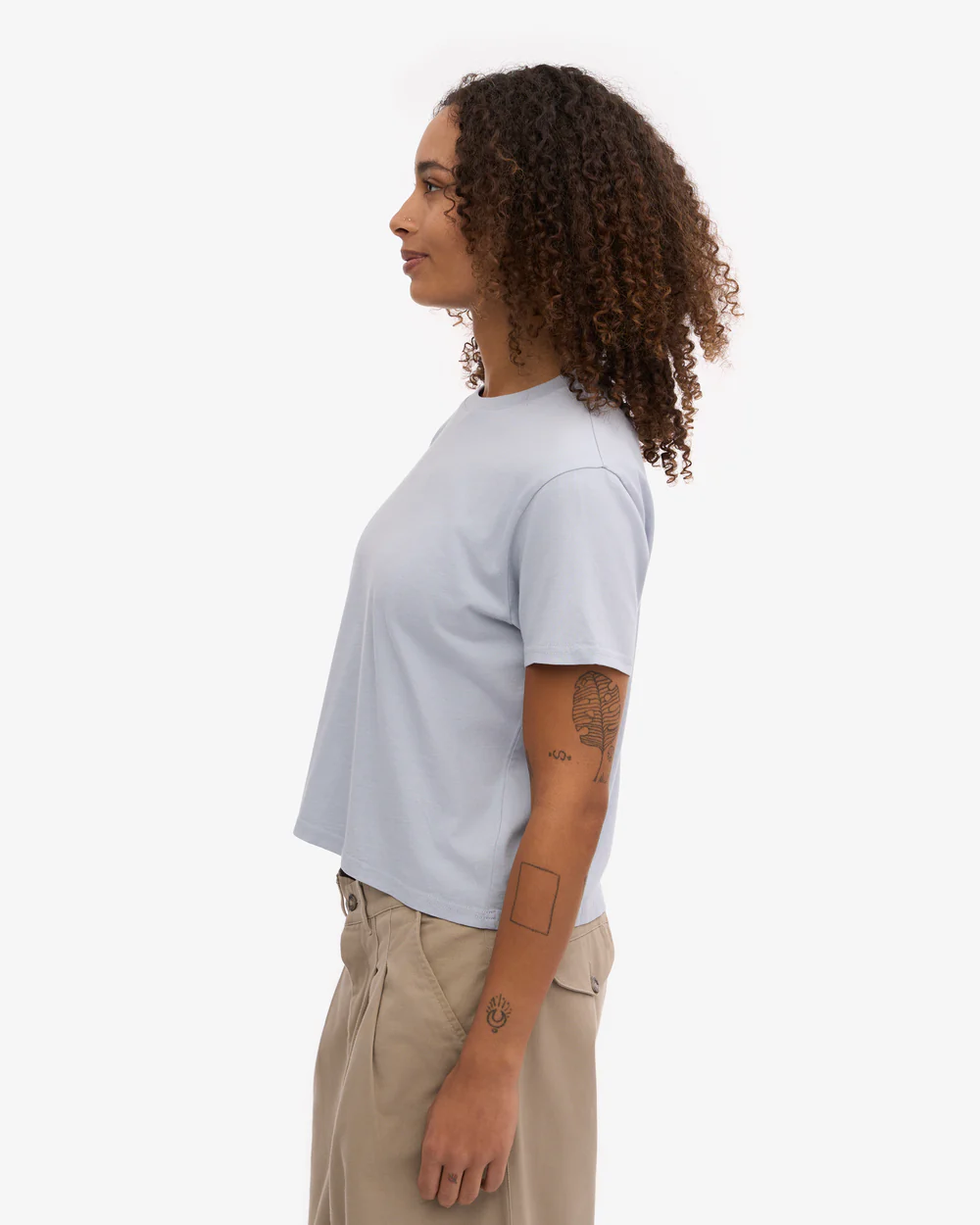 Colourful Standard Organic Boxy Crop Tee Polar Blue