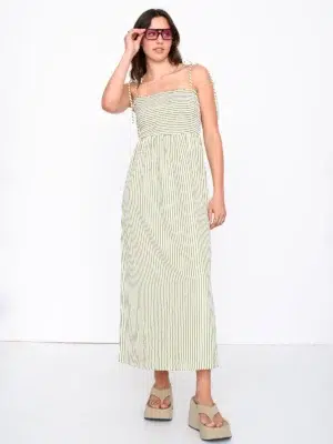24 Colours Kleid gestreift grün
