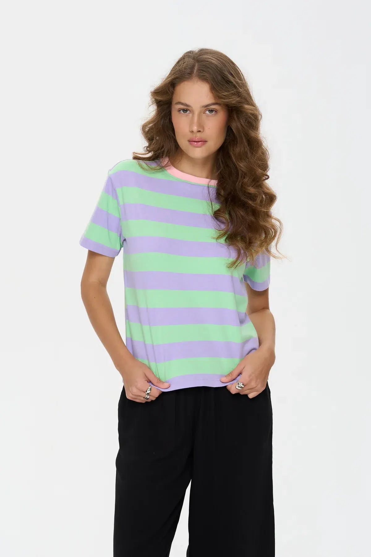 24 Colours T-Shirt gestreift grün 24 Colours T-Shirt gestreift grün