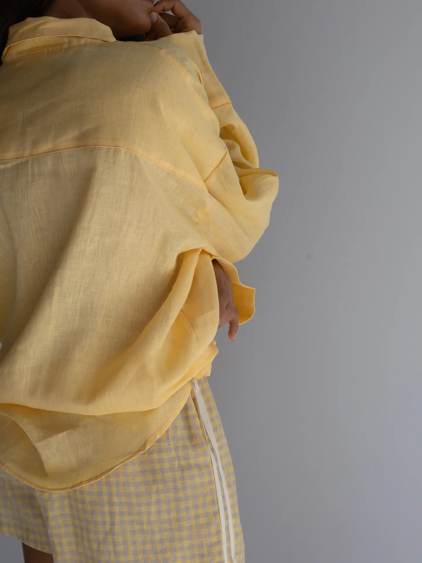 LOCOLINEN Short Buttergelb mit Karomuster LOCOLINEN Short Buttergelb mit Karomuster