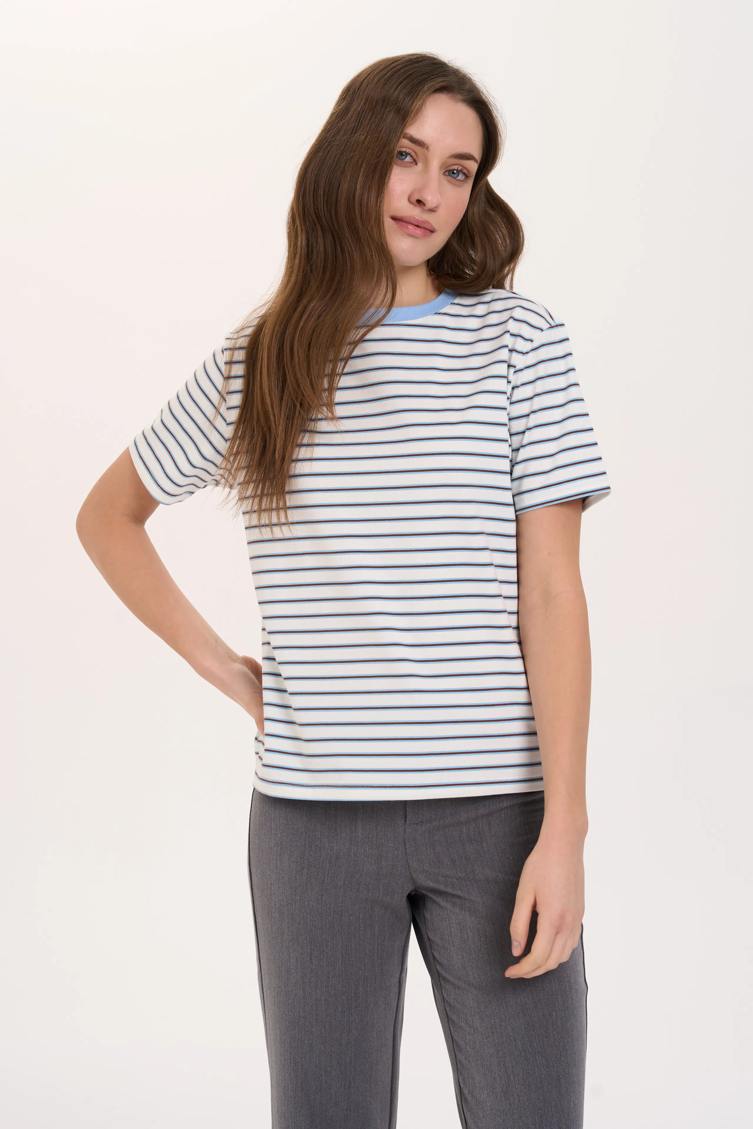 24 Colours T-Shirt gestreift weiß