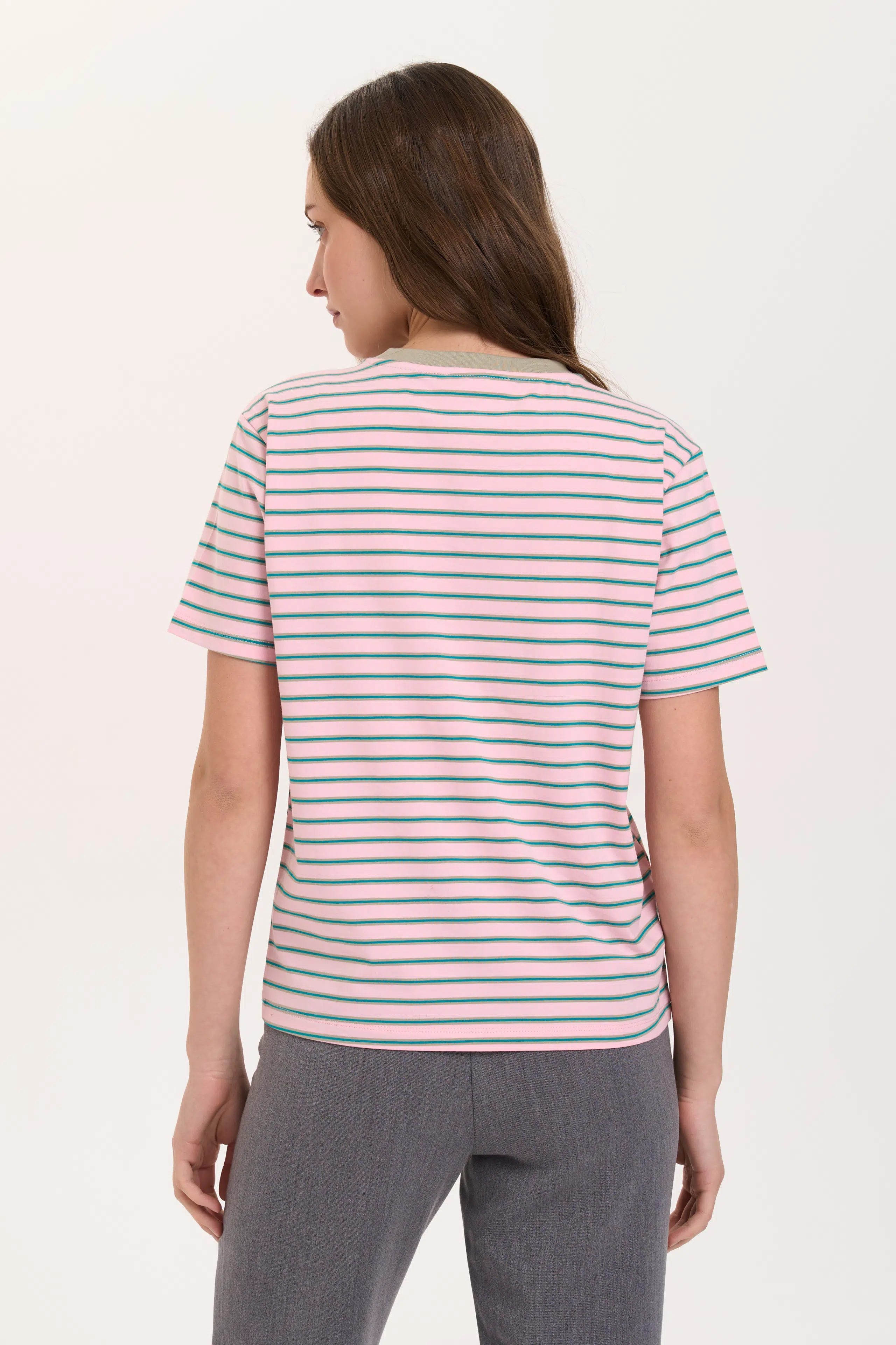 24 Colours T-Shirt gestreift pink grün