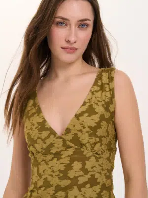 24 Colours Top Olive mit Muster