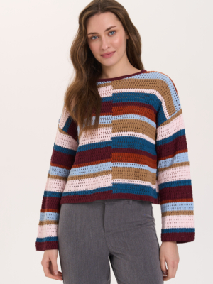24 Colours Strickpullover Block Bordeaux