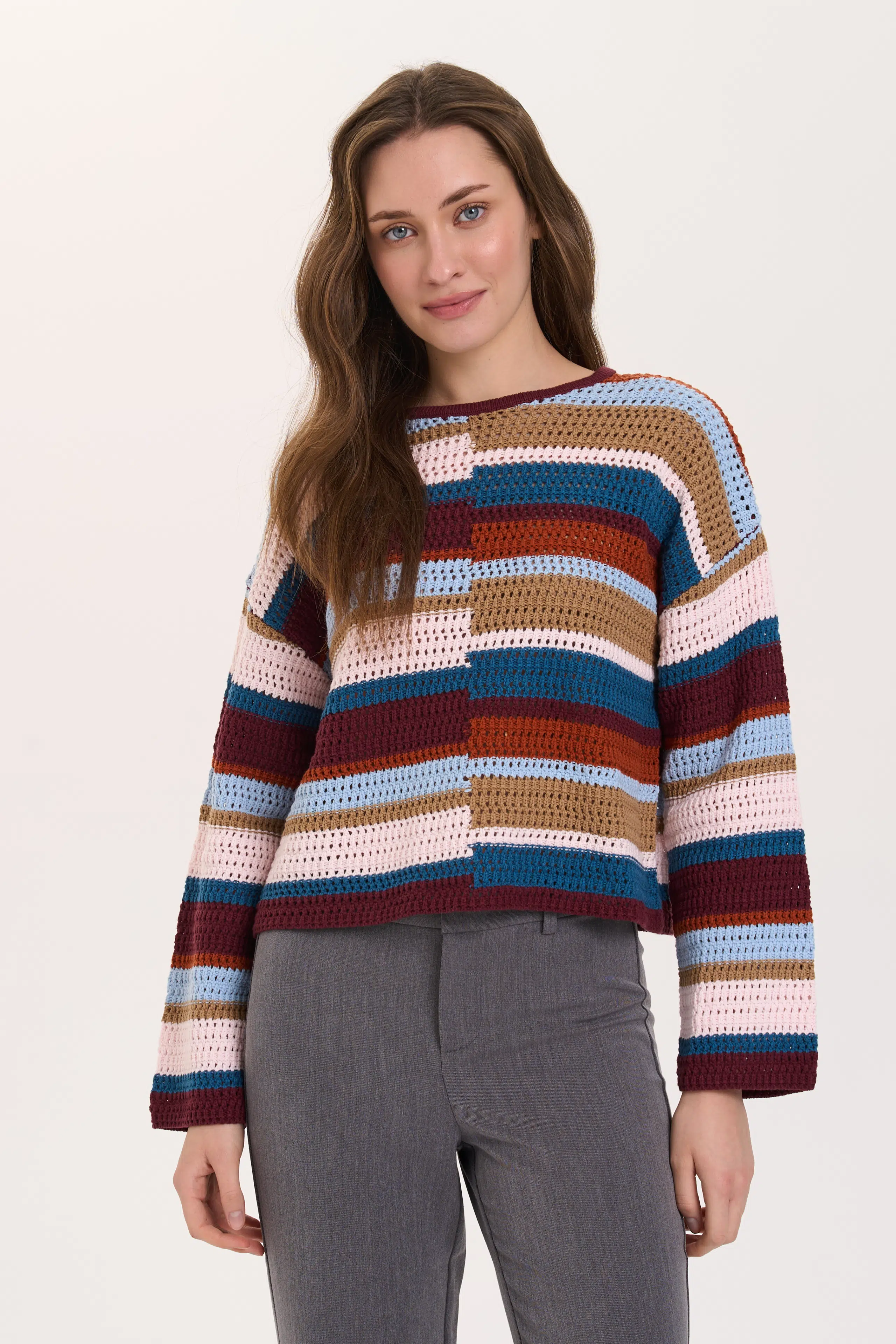 24 Colours Strickpullover Block Bordeaux