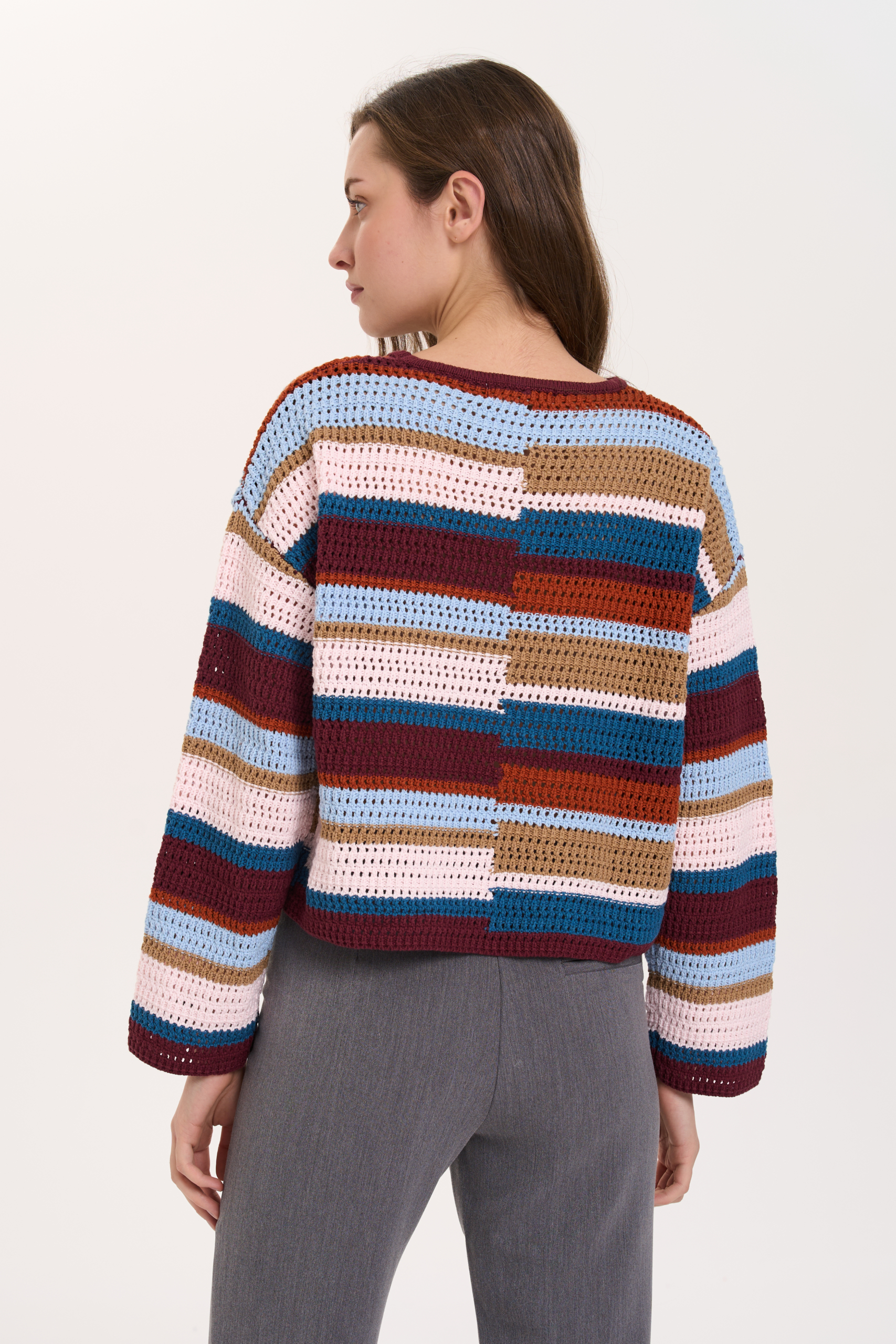 24 Colours Strickpullover Block Bordeaux