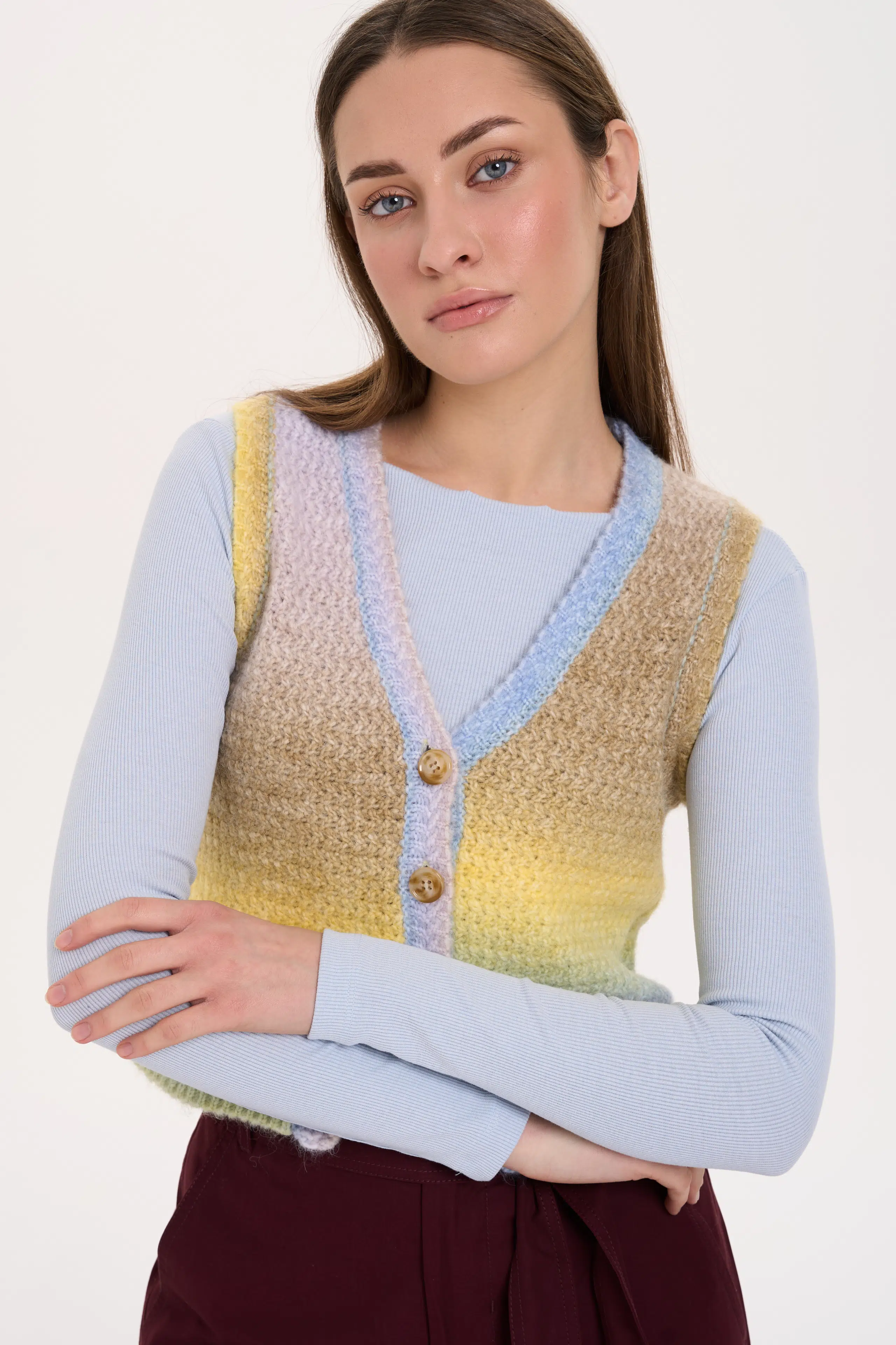 24 Colours Strickweste bunt