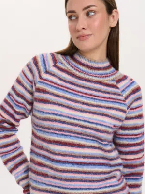 24 Colours Pullover gestreift bordeaux mit Turtleneck