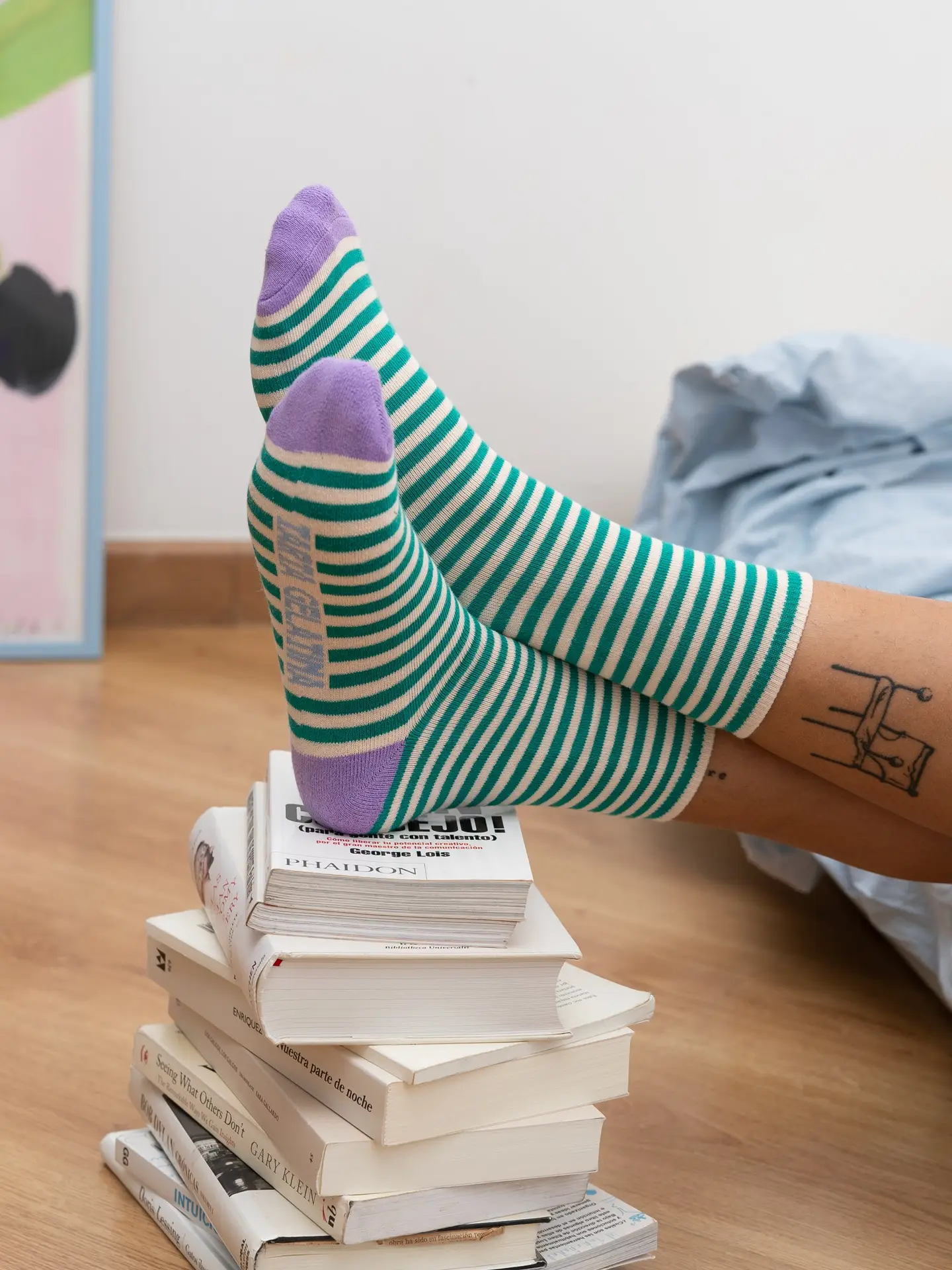 Tarta Gelatina Socken Streifen Aubergine Garden