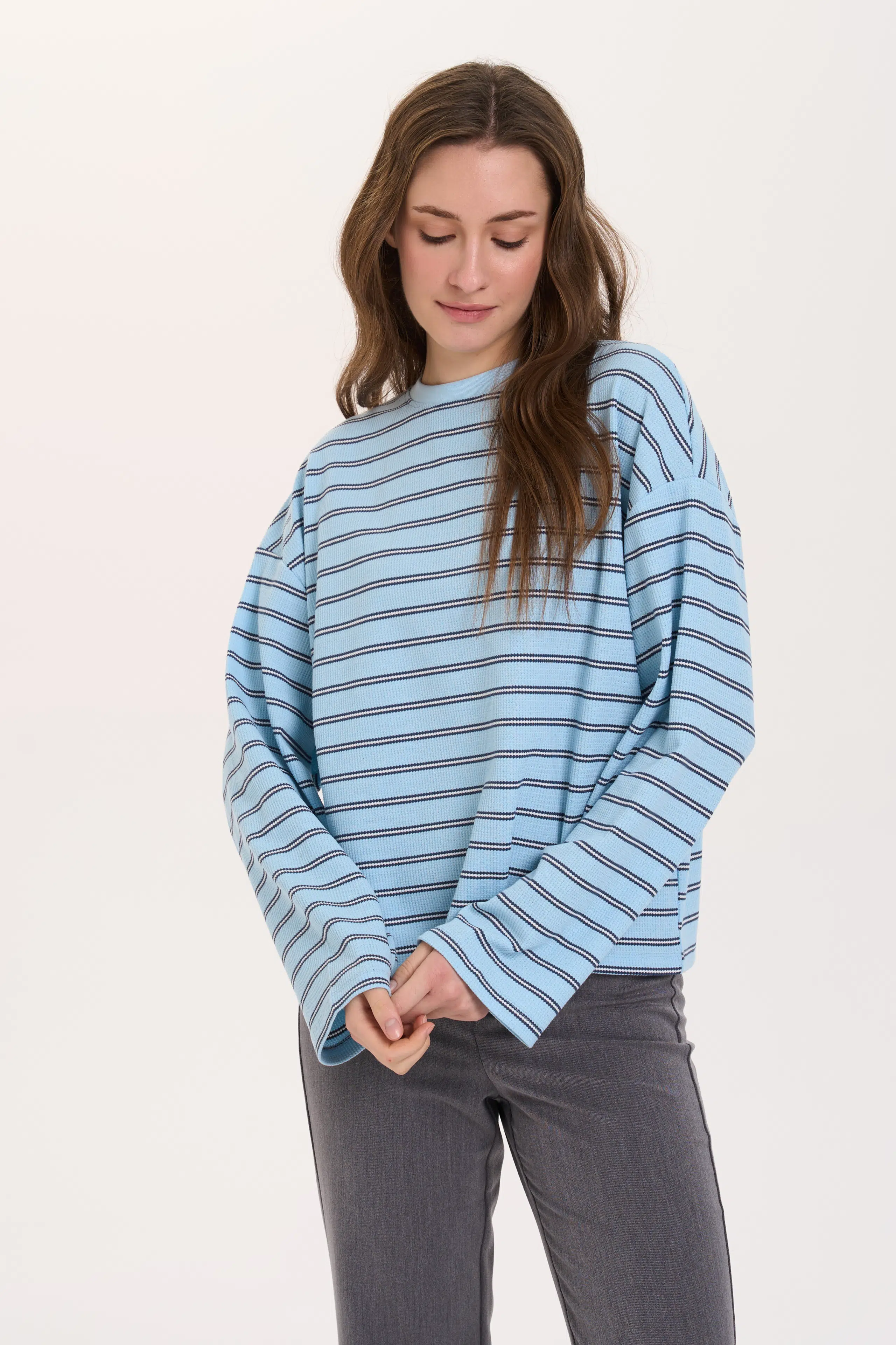 24 Colours Langarmshirt gestreift hellblau
