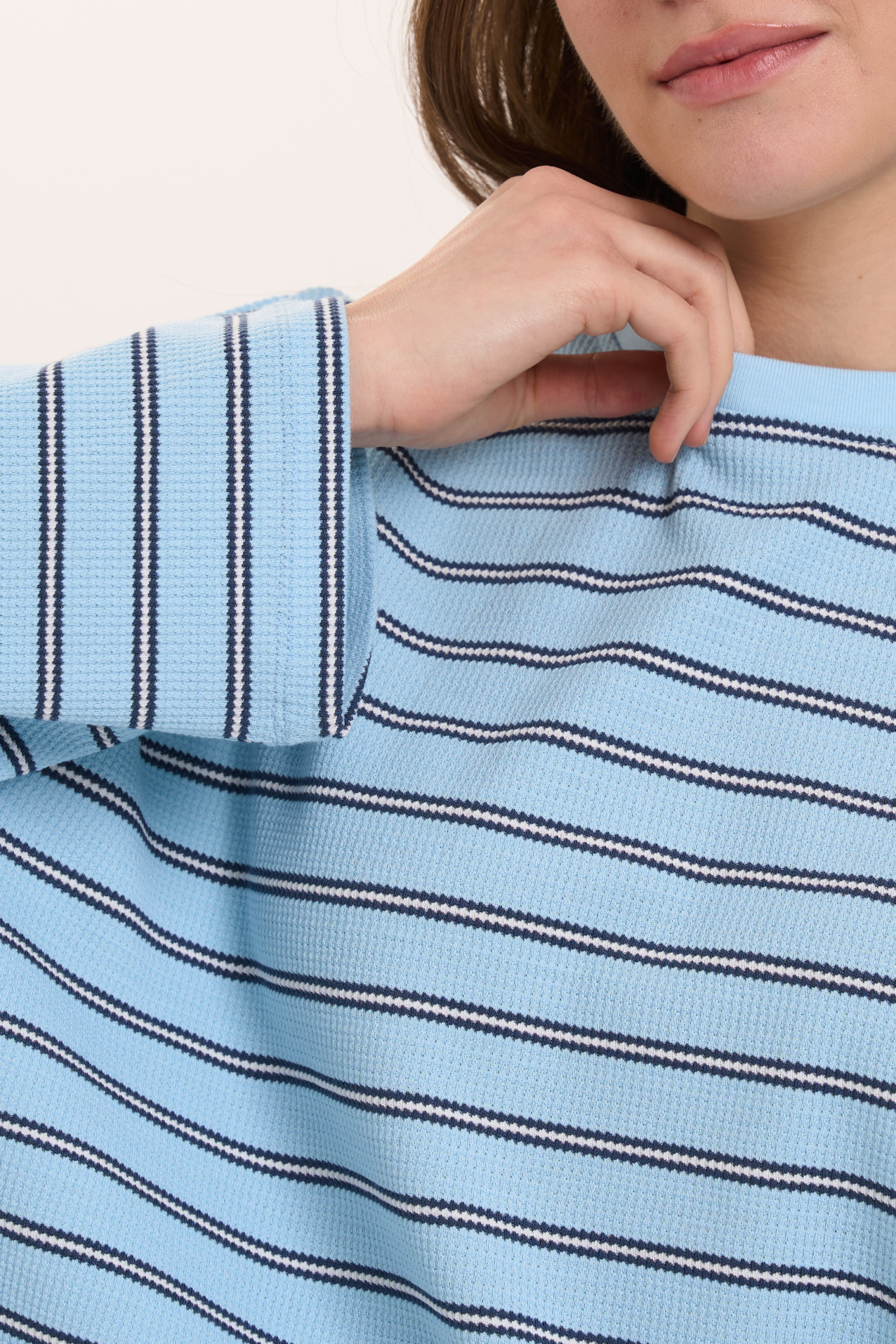 24 Colours Langarmshirt gestreift hellblau