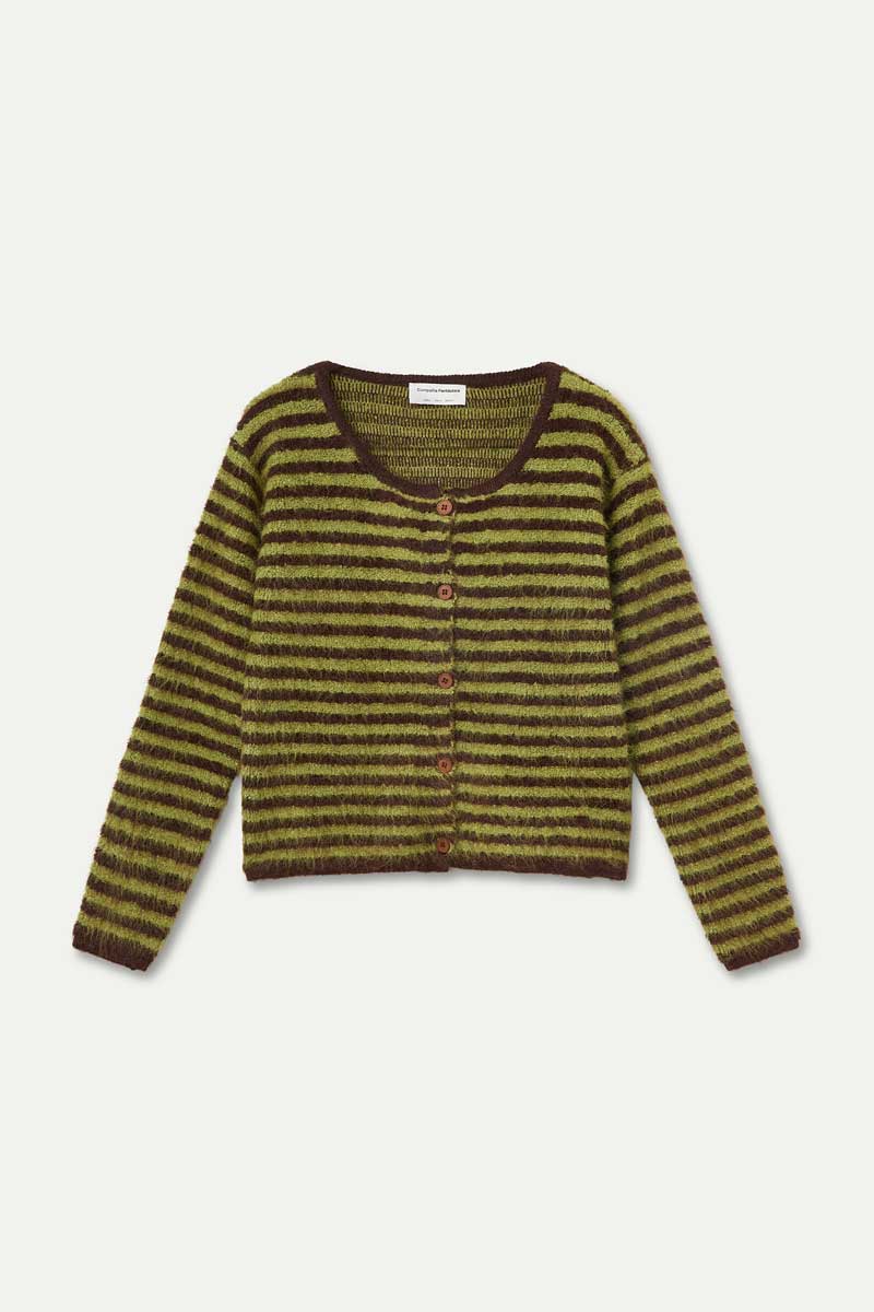 Compania Fantastica Strickjacke Braun Grün gestreift
