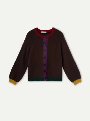 Compania Fantastica Strickjacke Braun mit buntem Kragen