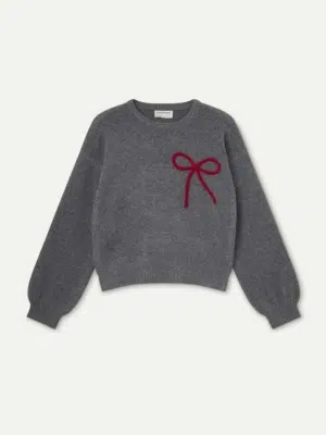 Compania Fantastica Strickpullover Grau mit Schleife
