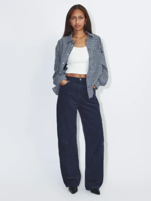 Dr.Denim Jeans Donna High Relaxed Navy Cord