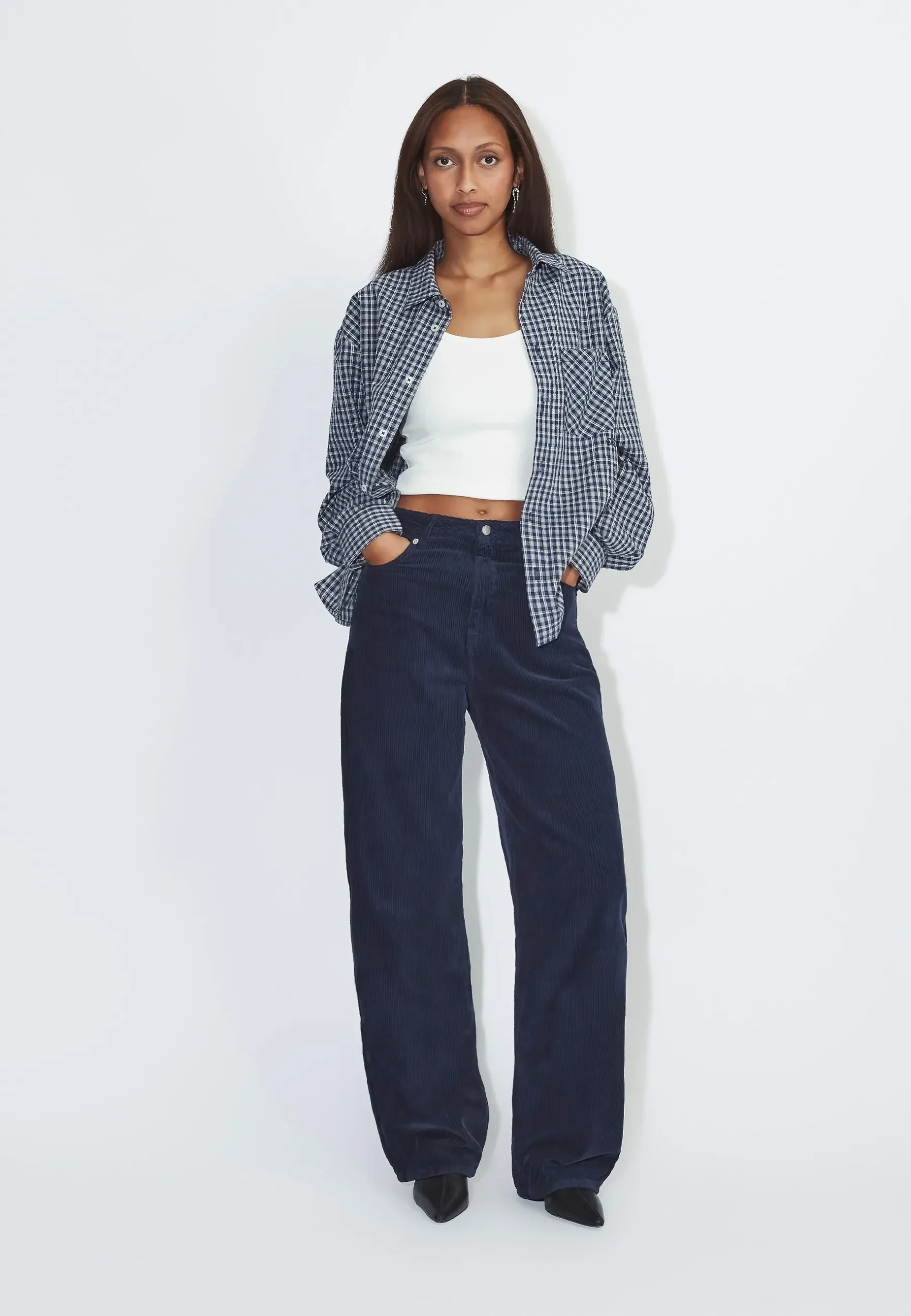 Dr.Denim Jeans Donna High Relaxed Navy Cord