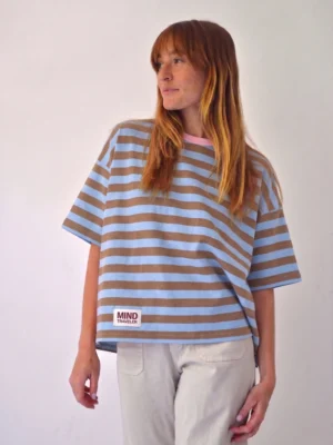 Mindtraveler T-Shirt Nunu gestreift hellblau braun