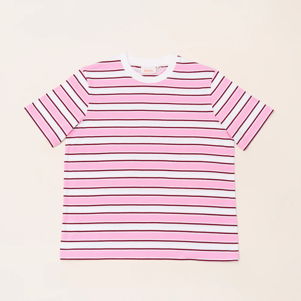 Popeia T-Shirt Gestreift Weiß Pink Popeia T-Shirt Gestreift Weiß Pink