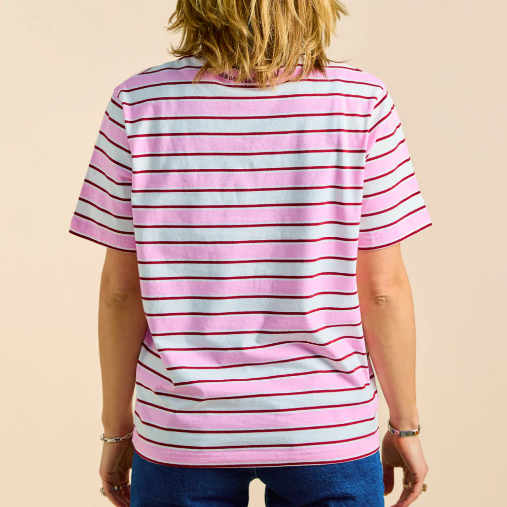 Popeia T-Shirt Gestreift Weiß Pink