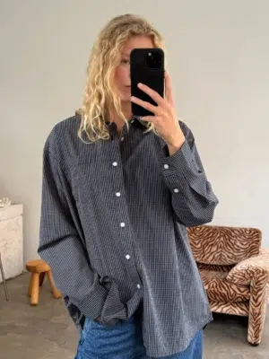 Boii Studios Shirt Vega Navy Cream Check