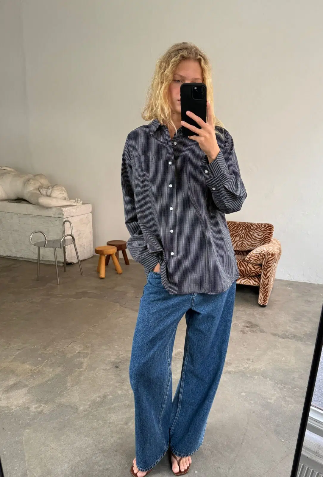 Boii Studios Shirt Vega Navy Cream Check Boii Studios Shirt Vega Navy Cream Check
