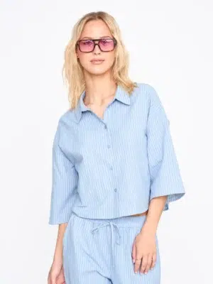 24 Colours Bluse aus Baumwoll-Mix blau