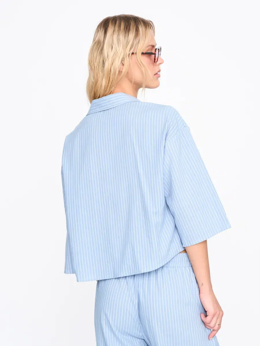 24 Colours Bluse aus Baumwoll-Mix blau