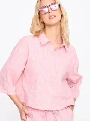 24 Colours Bluse aus Baumwoll-Mix pink