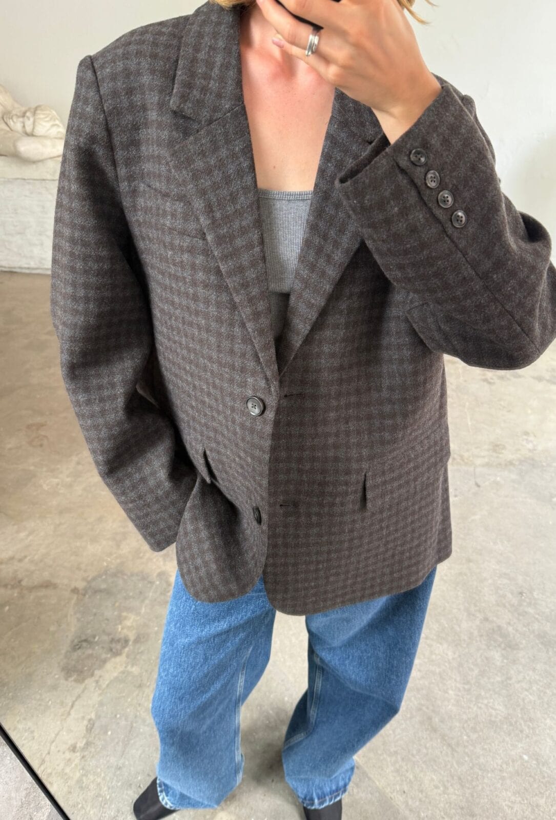 Boii Studios Jacke Solvej Wool Blazer Grey Brown Check