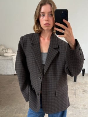 Boii Studios Jacke Solvej Wool Blazer Grey Brown Check