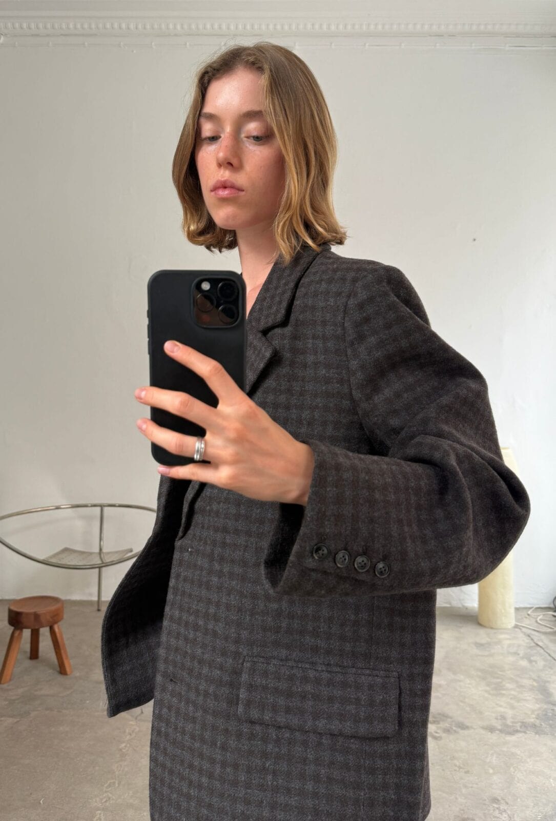 Boii Studios Jacke Solvej Wool Blazer Grey Brown Check Boii Studios Jacke Solvej Wool Blazer Grey Brown Check