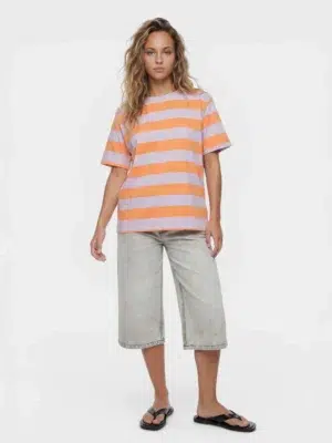 24 Colours T-Shirt gestreift lila orange