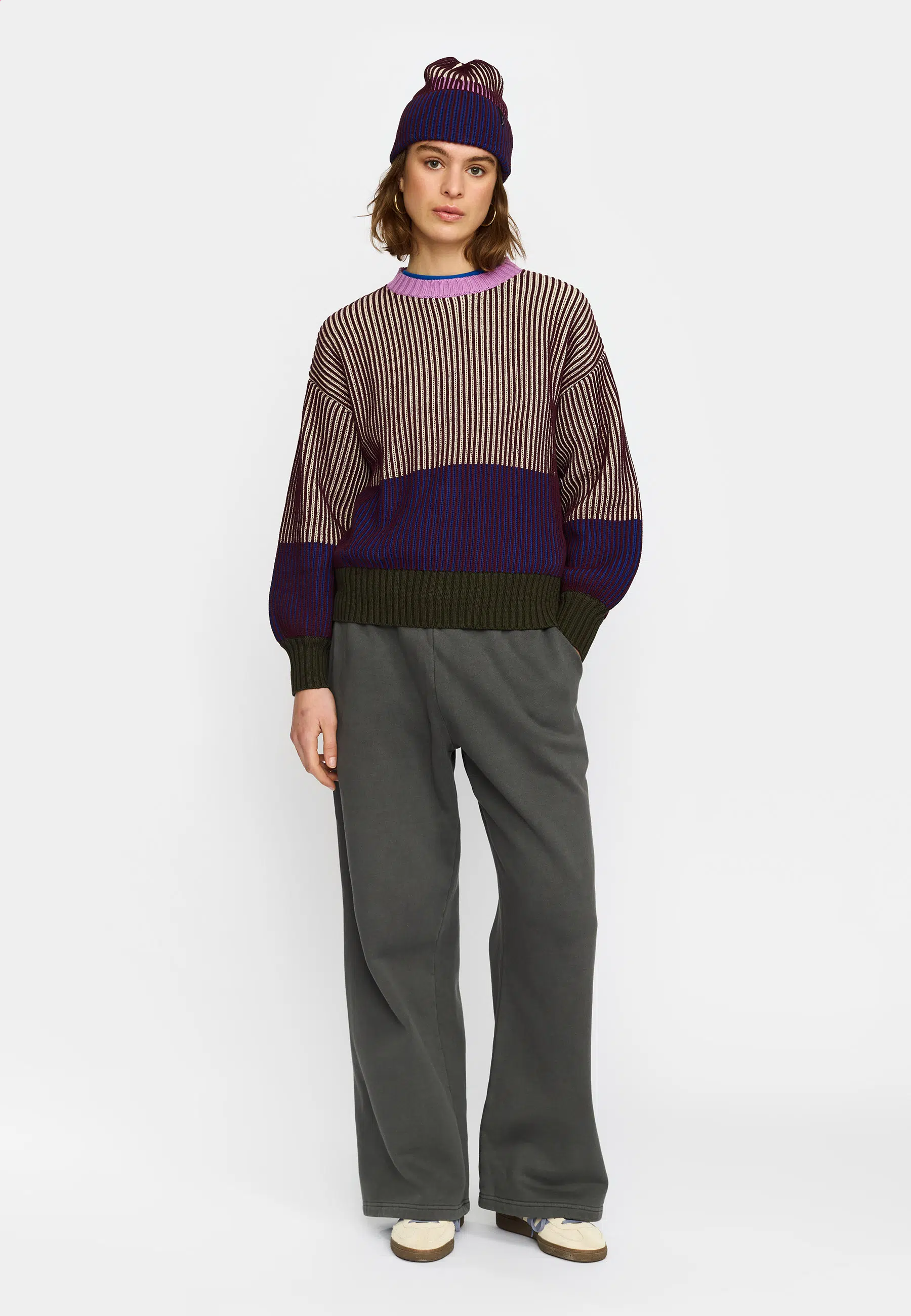 Selfhood Strickpullover Rib Block Knit Burgundy Selfhood Strickpullover Rib Block Knit Burgundy