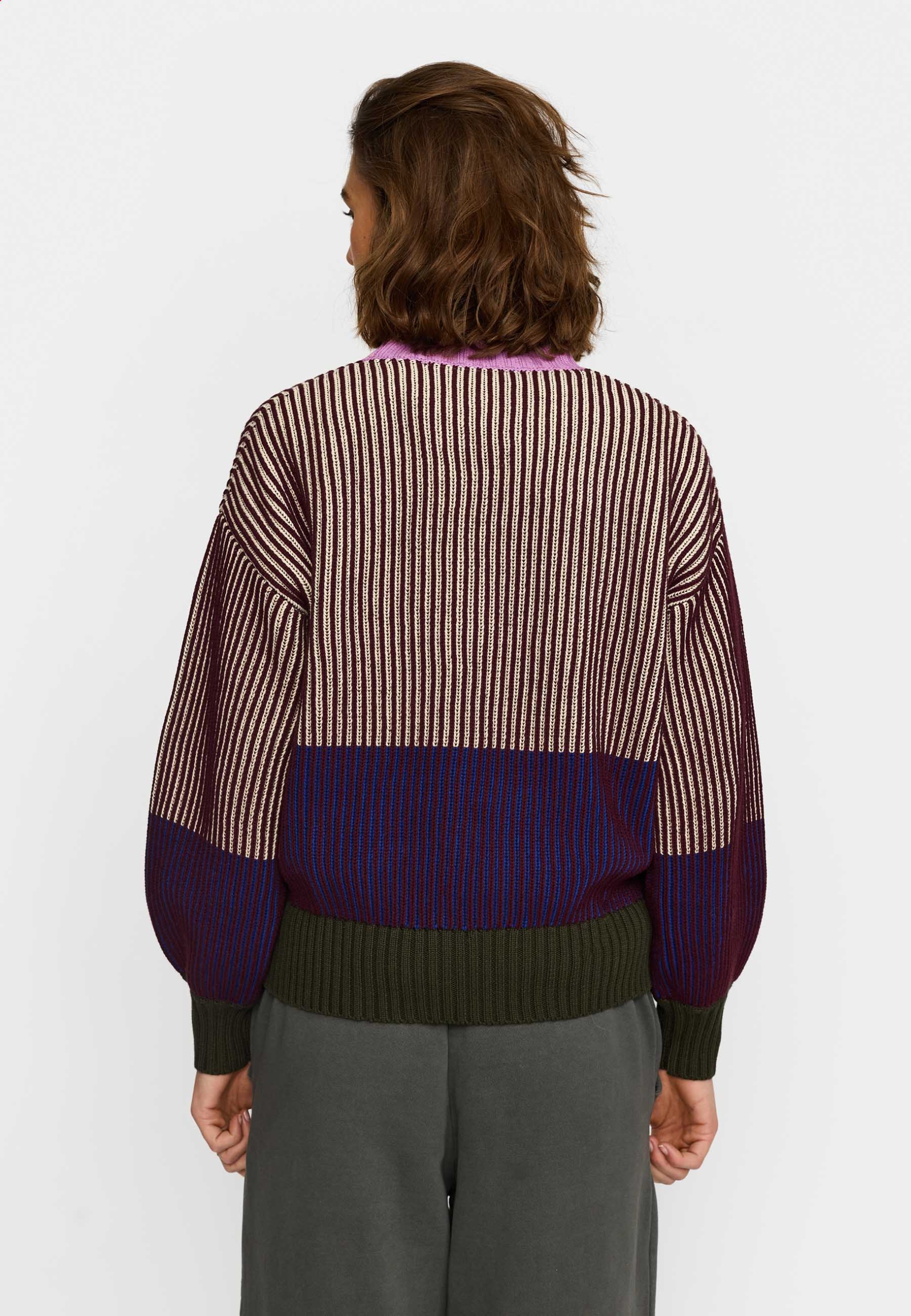 Selfhood Strickpullover Rib Block Knit Burgundy