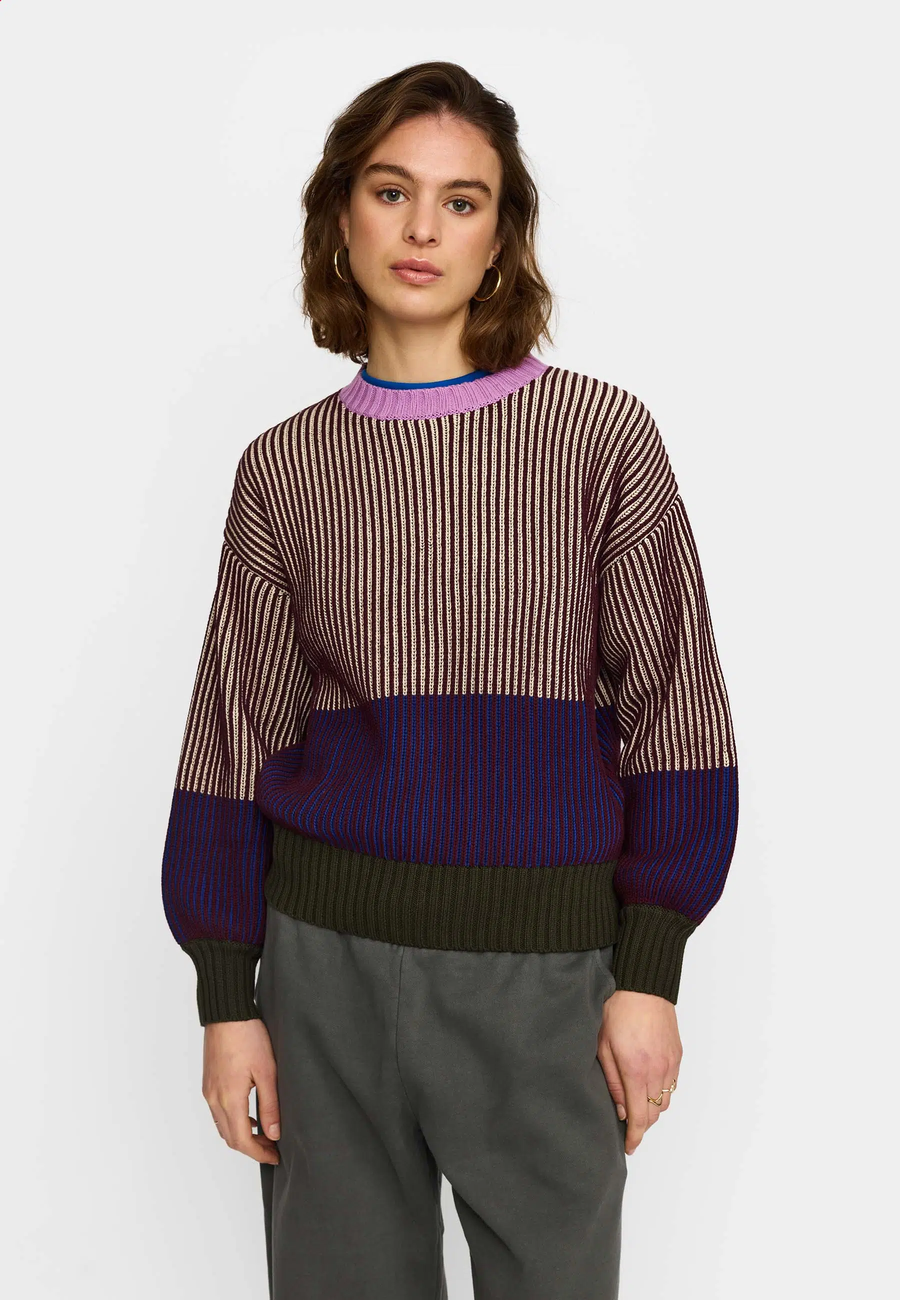 Selfhood Strickpullover Rib Block Knit Burgundy