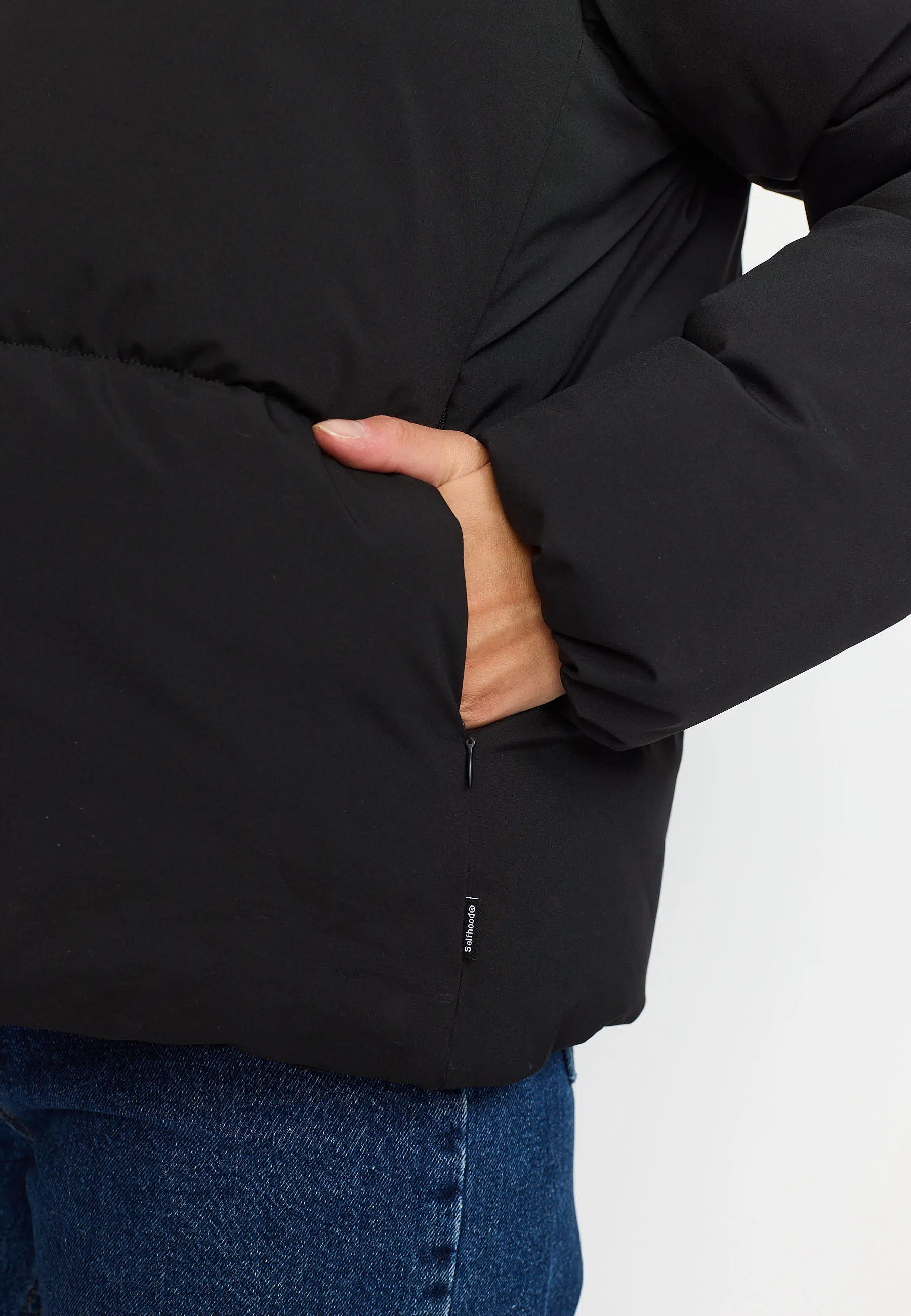 Selfhood Pufferjacke Hooded Black Selfhood Pufferjacke Hooded Black