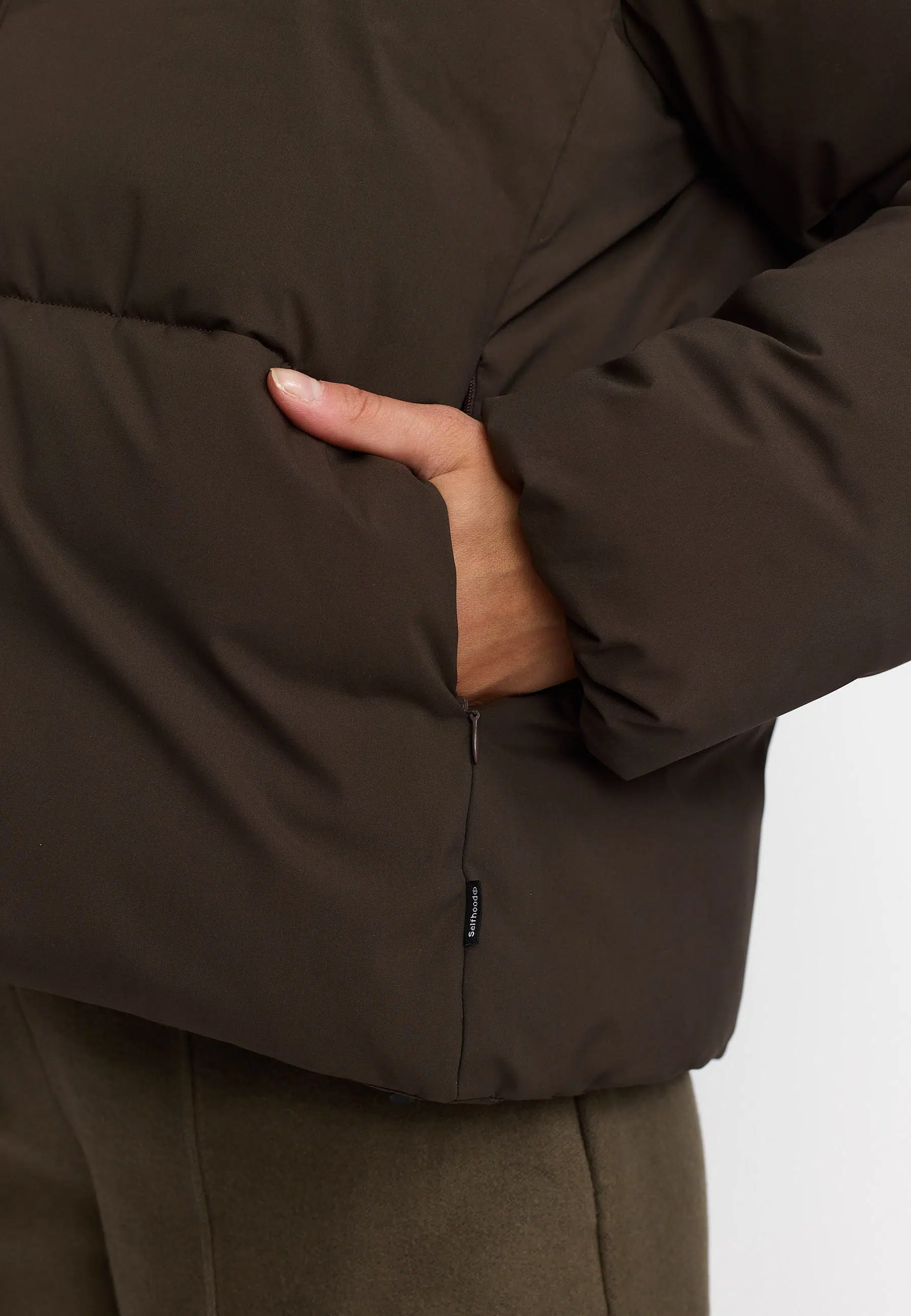 Selfhood Pufferjacke Hooded Darkbrown Selfhood Pufferjacke Hooded Darkbrown