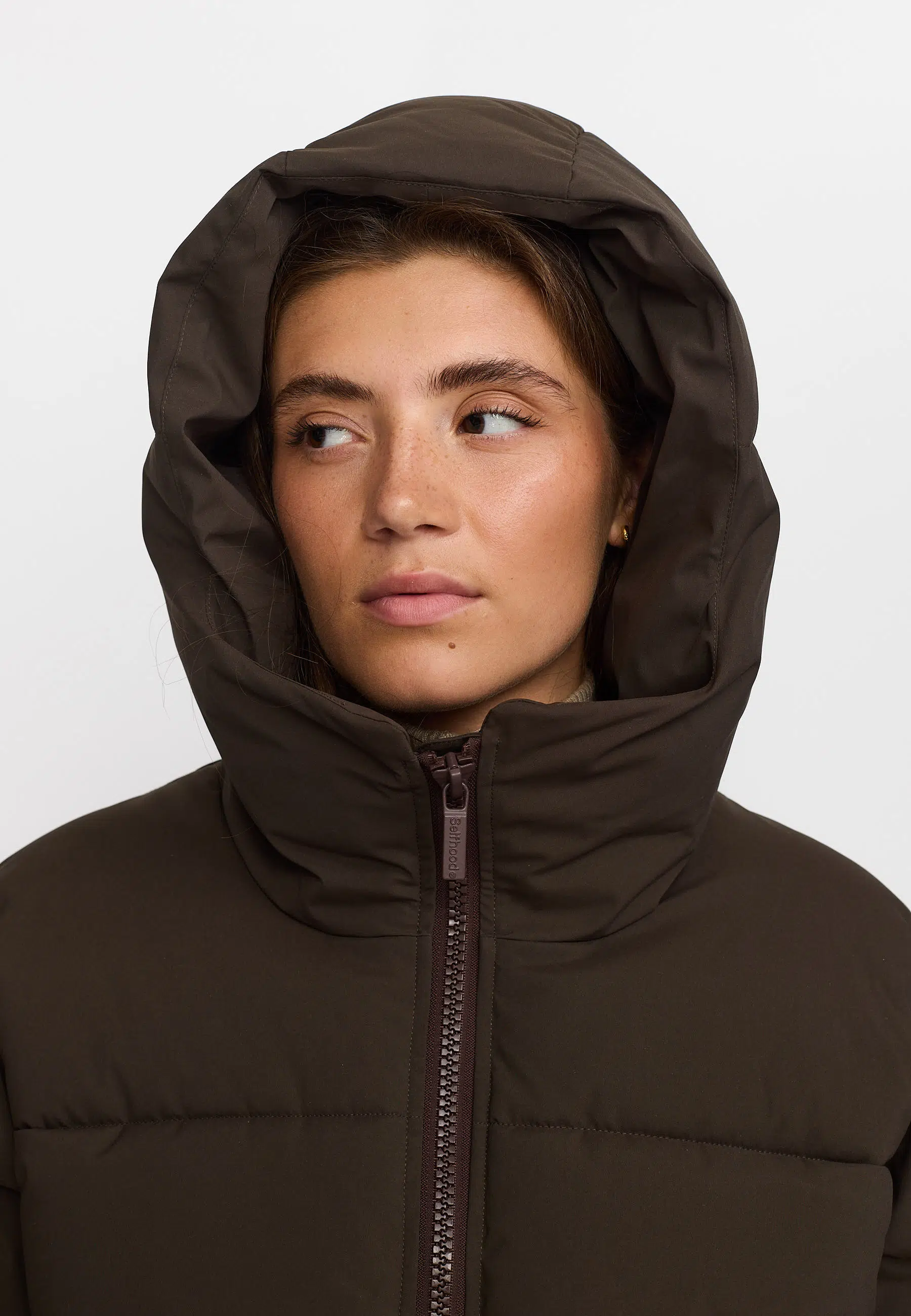 Selfhood Pufferjacke Hooded Darkbrown Selfhood Pufferjacke Hooded Darkbrown