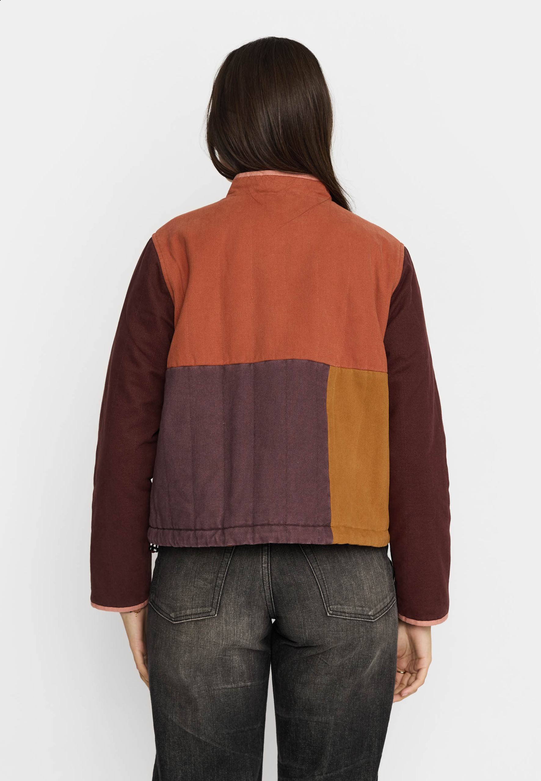 Selfhood Quilted Patchwork Jacket Orange