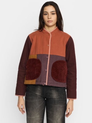 Selfhood Quilted Patchwork Jacket Orange