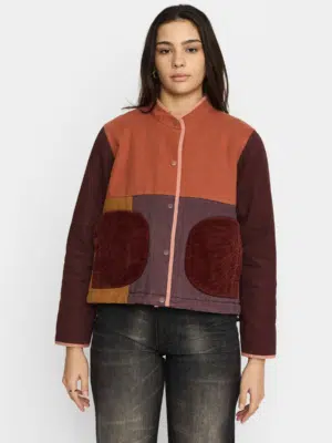 Selfhood Quilted Patchwork Jacket Orange